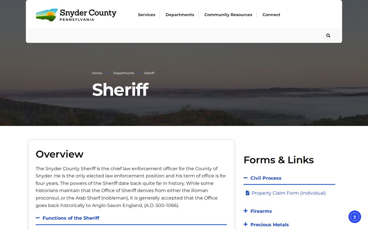 Snyder County Sheriff criminal record services