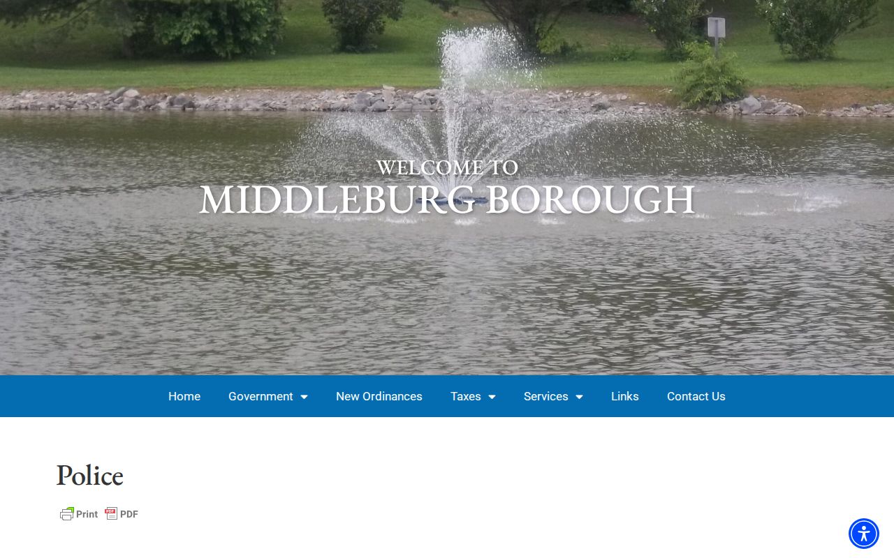 Middleburg criminal records contact page for the borough police department