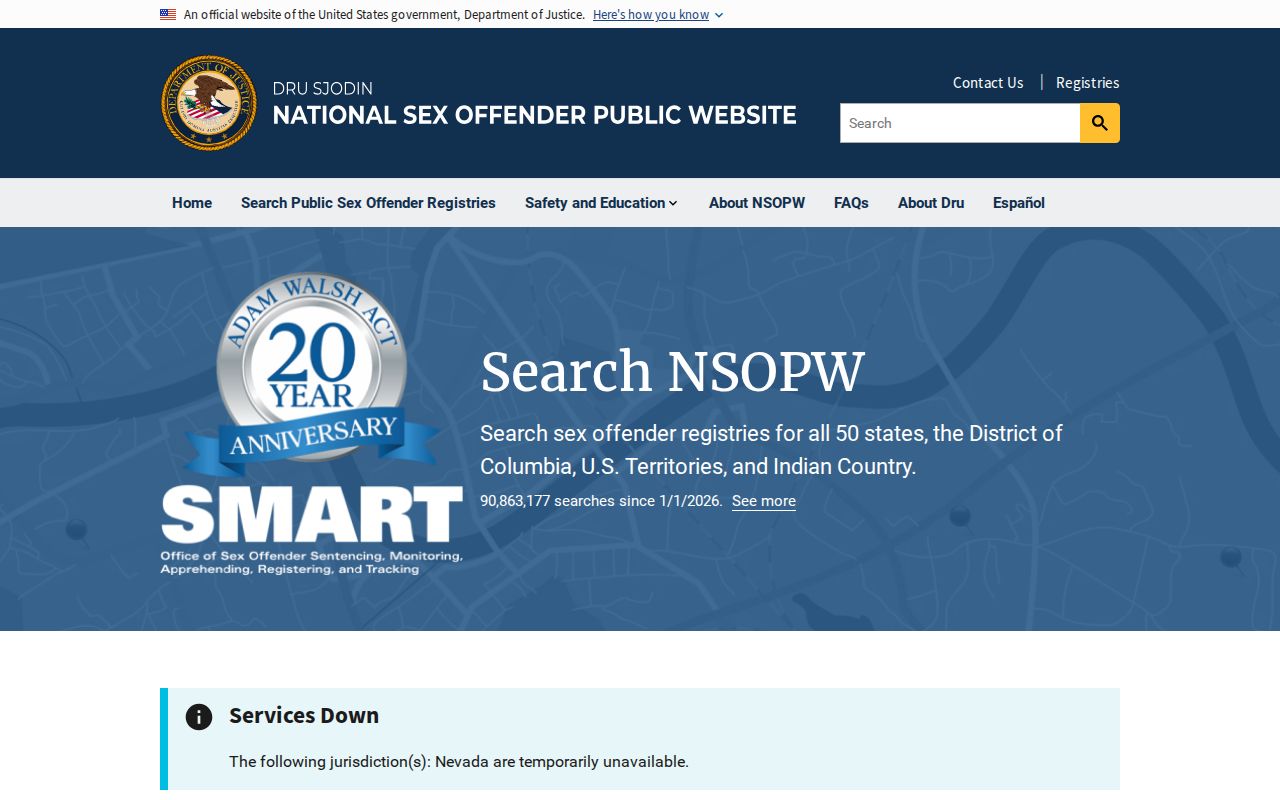 National website used with a Snyder County sex offender check